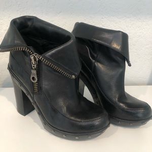 Kork Ease Black Leather Ryanne Stud Cuff Boot